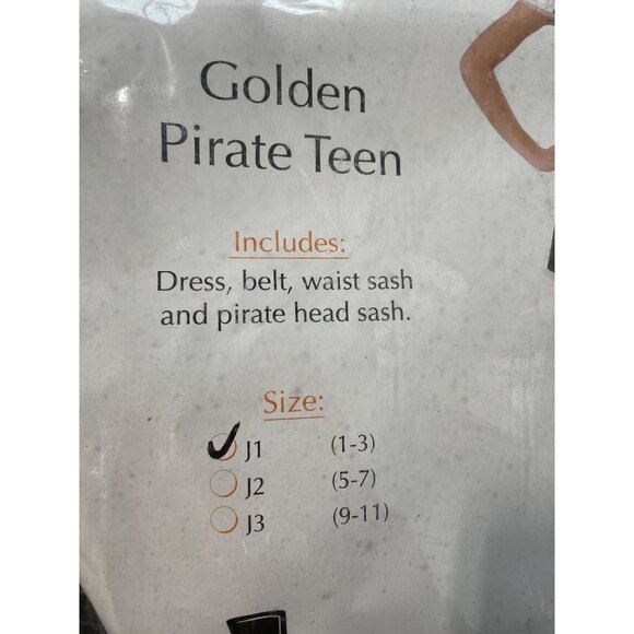 Magik Golden Pirate Teen Costume Size Junior 1-3 Red Gold Dress Accessories NEW - Picture 2 of 6